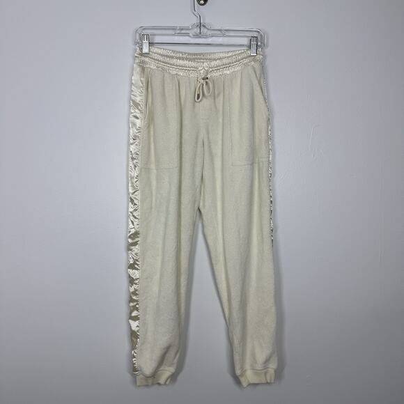Atm Womens S Ivory Terry Cloth Fleece Sweatpant Pull On Joggers Cozy Neutral - Picture 2 of 7